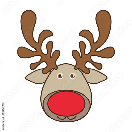 colorful cartoon funny face reindeer animal vector illustration