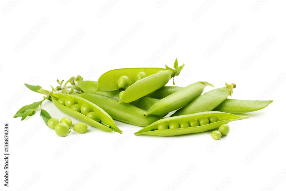 Green peas isolated on a white background