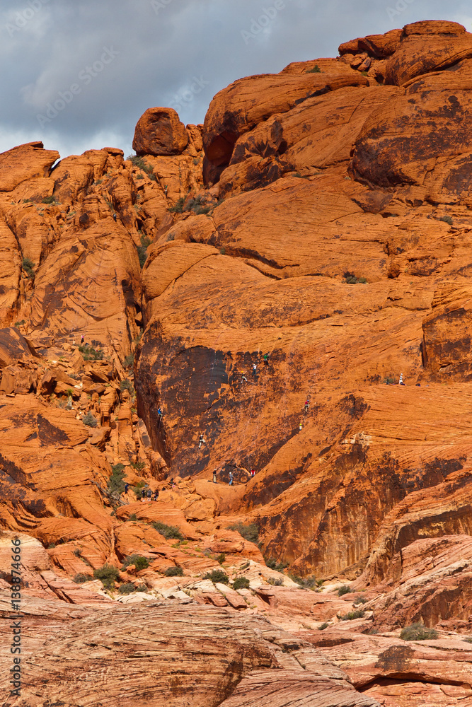 Rock climbing in Red Rock Canyon, Nevada, USA