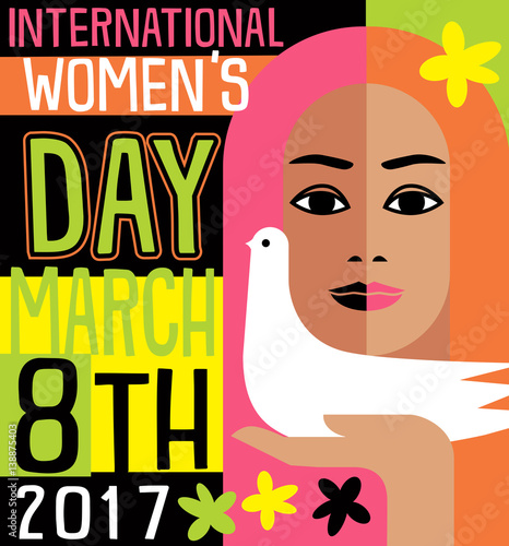 International Women's Day retro vector design for banners, cards, posters