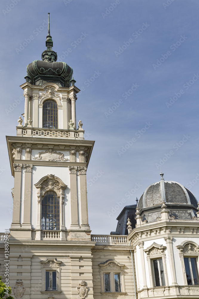 Tower of Festetics Palace in Keszthely, Hungary.