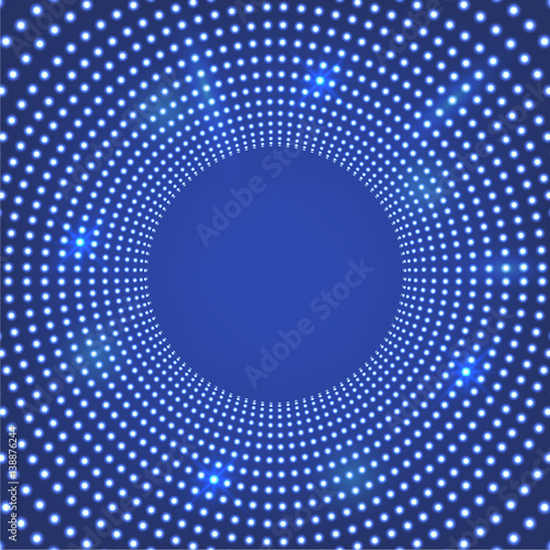 vector illustration of Glowing dots in circle tunnel, future technologies Background 