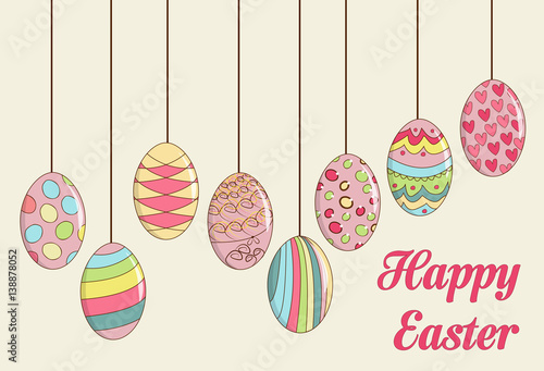 beautiful colored Easter eggs, happy easter