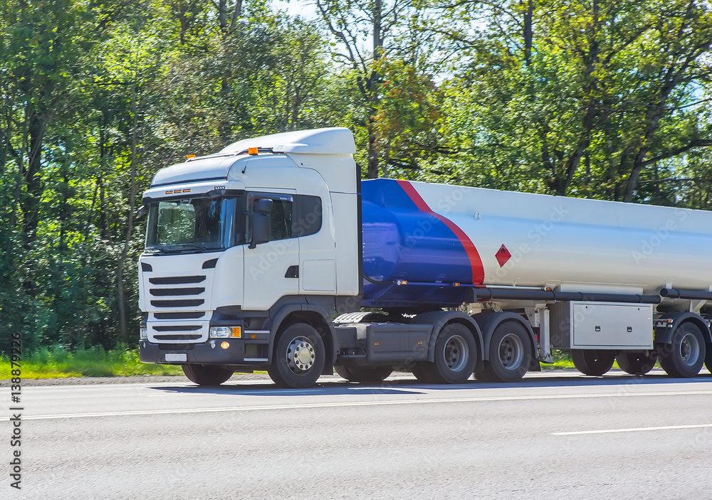gas-tank truck goes on highway