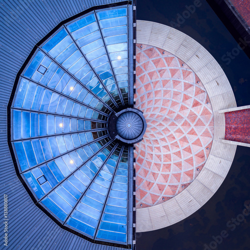 Topview detail of a geometric building