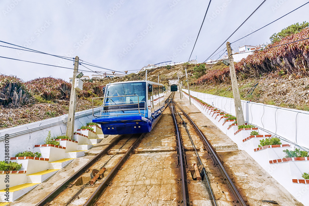 Obraz premium funicular railway in Nazare. Portugal