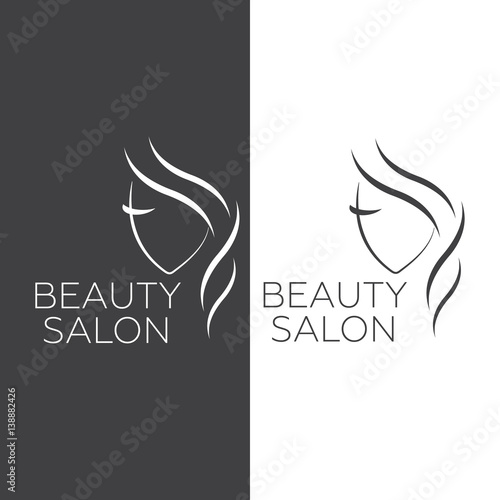 Beautiful woman face logo template for hair salon vector