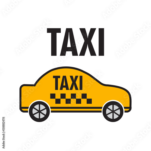 Taxicab transport, yellow car poster vector illustration. Taxicab vector