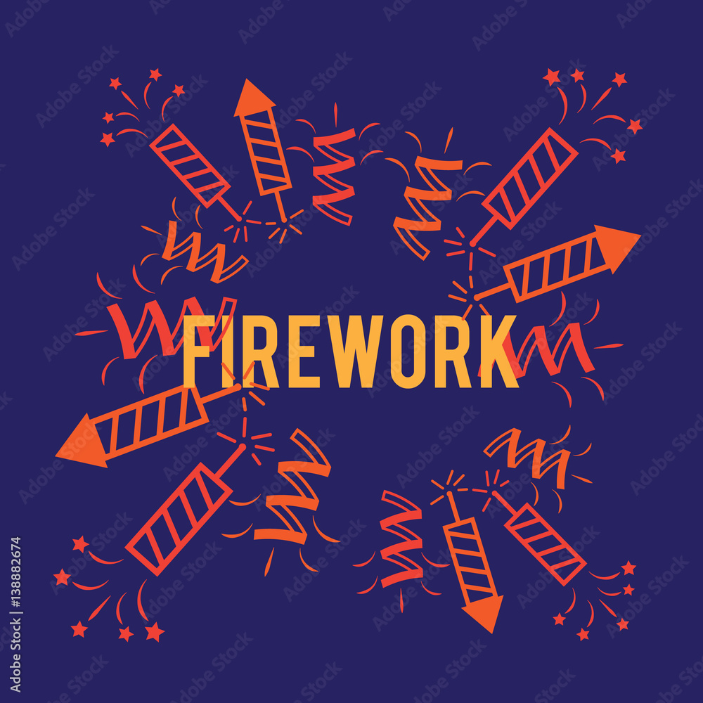 Fototapeta Firework icon set with petard and stars