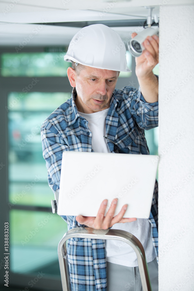 professional cctv technician working professional cctv technician working