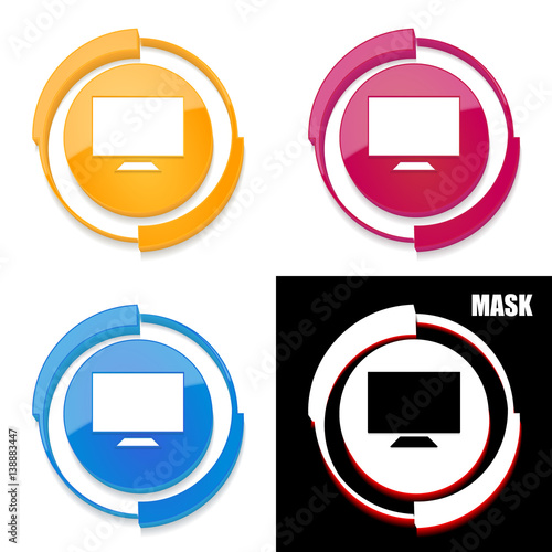  okrągła ikona 3D z blaskiem zestaw 