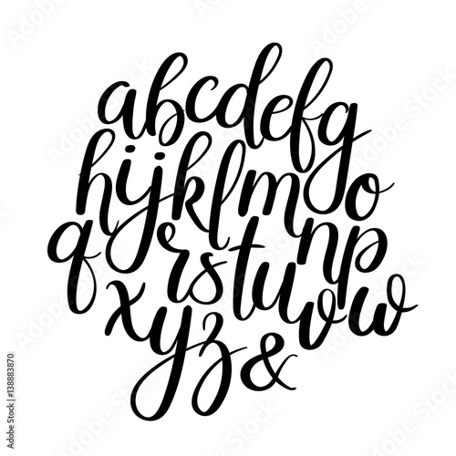 Handwritten Brush Letters Abc Modern Calligraphy Hand Lettering Vector Alphabet Stock Vektorgrafik Adobe Stock