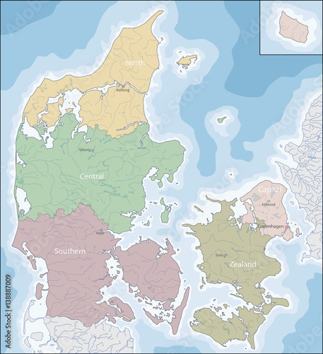 Fotografia, Obraz Map of Denmark