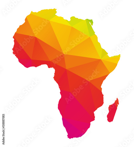 Colorful polygonal map of Africa with Madagascar, geometry cartography illustration, isolated on white