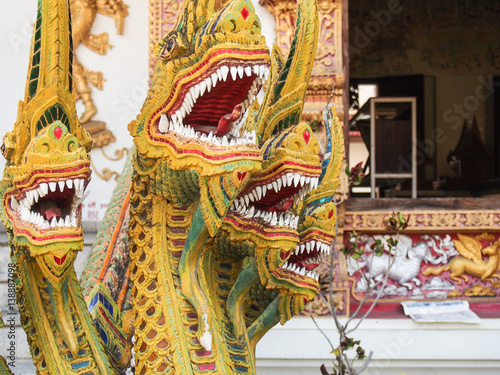 Dragon Sculpture at a Temple in Chiang Mai Thailand