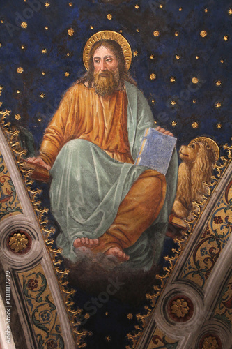 San Marco evangelista; affresco, Chiesa di San Maurizio, Milano