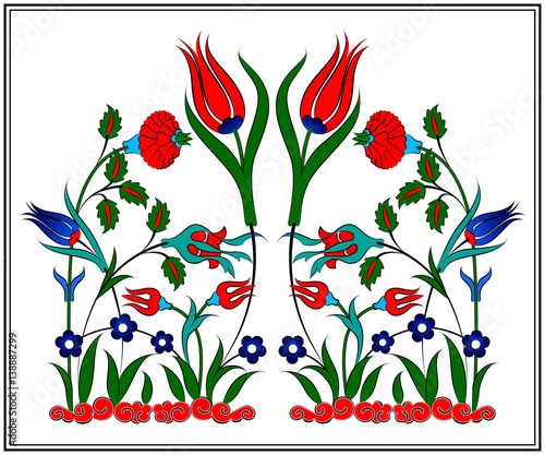Osmanlı Çini Deseni. Seramik Baskı Türk Motifi