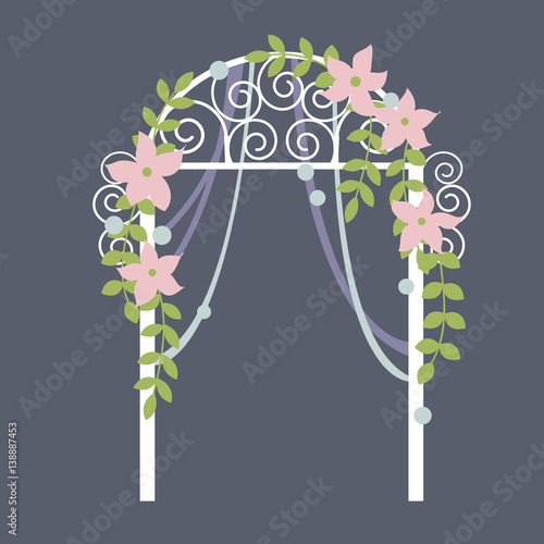 Wedding  arch with  flowers. Vector illustration.