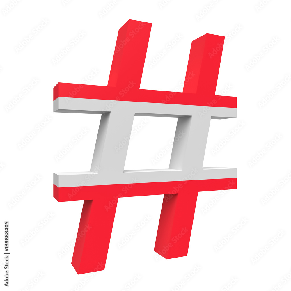 Obraz premium 3d Austria Flag Hashtag Sign Isolated On White Background, 3d illustration