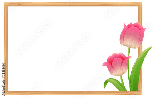 Border template with pink tulip flowers