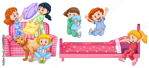 Girls playing in bedroom