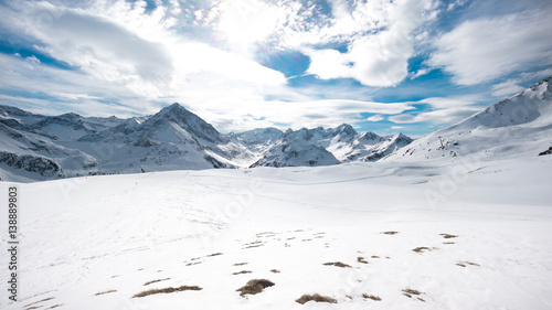 Österreichische Alpen im Kühtai, Tirol, im Winter