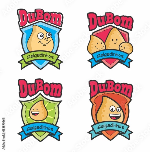 Logo, set logos, logos salgados, salgadinhos, desenho salgadinhos, desenho salgados, logo vetor