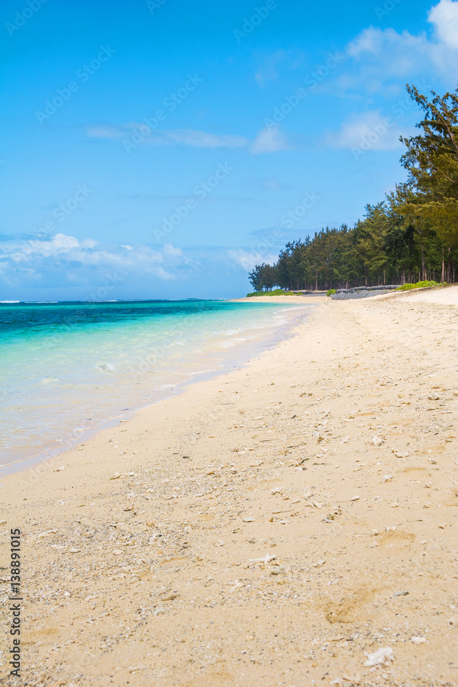 View of beautiful beach in Mauritius island