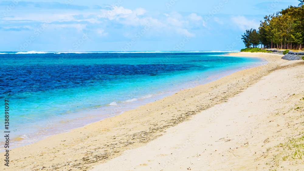 View of beautiful beach in Mauritius island