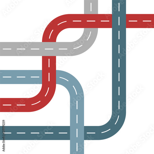 Colored Roads or Streets in Threaded Weave Pattern
