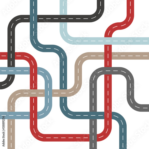 Colored Roads and Streets with Intersections Threaded Weave Pattern
