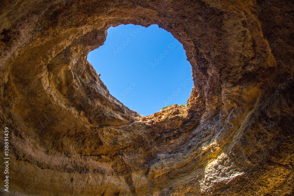 Famous cave in Benagil Beach, Algarve, Portugal.