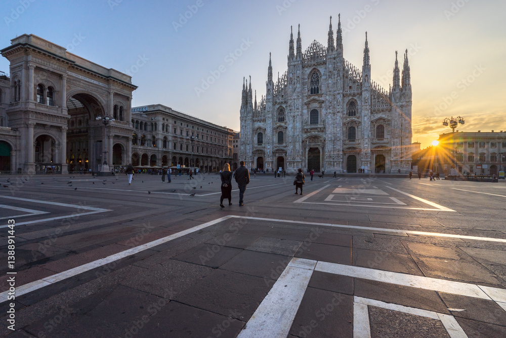 Duomo cathedral at sunrise, Milan, Europe
