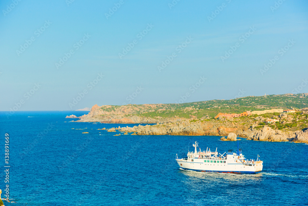 Ferry boat navigating to Santa Teresa of Gallura, Sardinia Italy