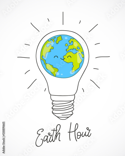 Earth Hour. Calligraphy. Concept.