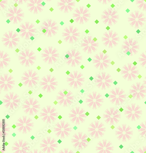 Spring flower pattern with diamonds. Seamless vector background