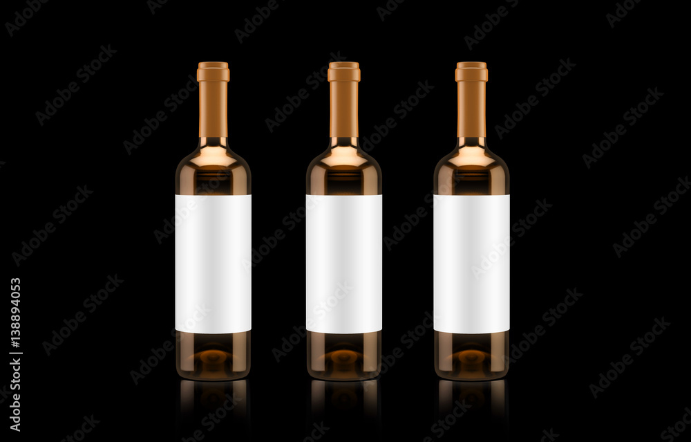 White wine bottle isolated. 3d illustration, 3d rendering.