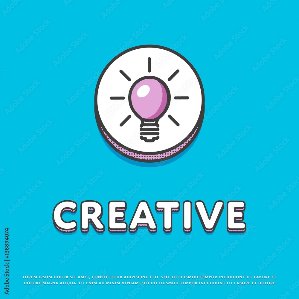 Creative colour round icon isolated vector illustration. Light bulb, lamp, idea symbol. Big creative idea inspiration innovation, invention, effective thinking logo or sign in line design. Creative colour round icon isolated vector illustration. Light bulb, lamp, idea symbol. Big creative idea inspiration innovation, invention, effective thinking logo or sign in line design.