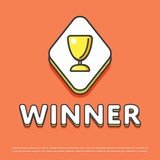 Winner colour rhomb icon isolated vector illustration. Trophy, awards, winner cup symbol. Prize contest cup, champion achievement, win and success, victory prize logo or sign in line design.