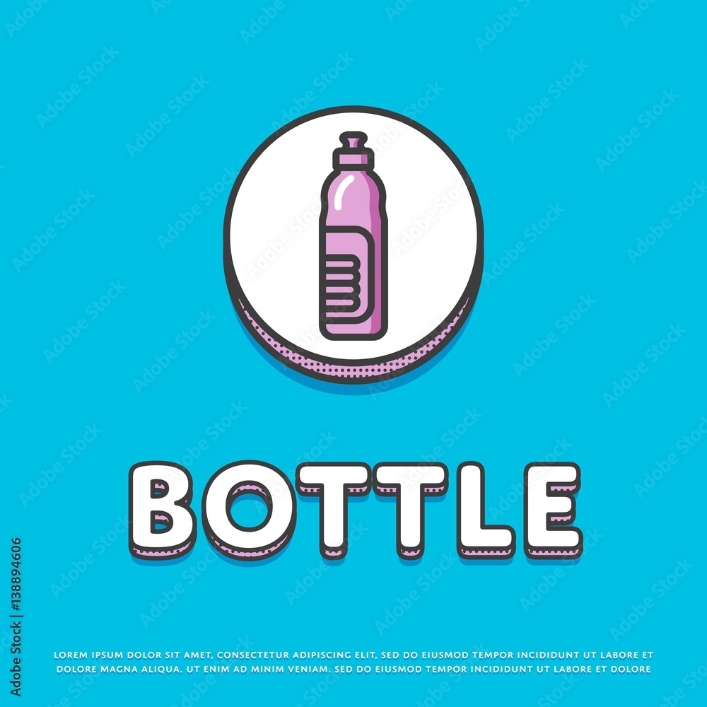 Bottle colour round icon isolated vector illustration. Sports water plastic bottle symbol. Drink bottle for fitness and outdoor activities, athletic equipment logo or sign in line design. Bottle colour round icon isolated vector illustration. Sports water plastic bottle symbol. Drink bottle for fitness and outdoor activities, athletic equipment logo or sign in line design.