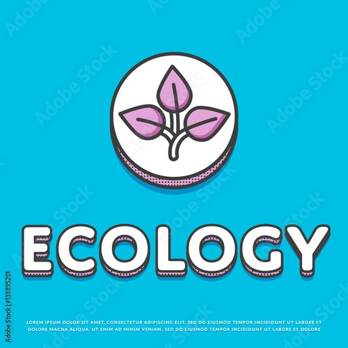 Ecology colour round icon isolated vector illustration. Leaves nature ecological symbol. Eco friendly concept, green recycling, environment protection logo or sign in line design.
