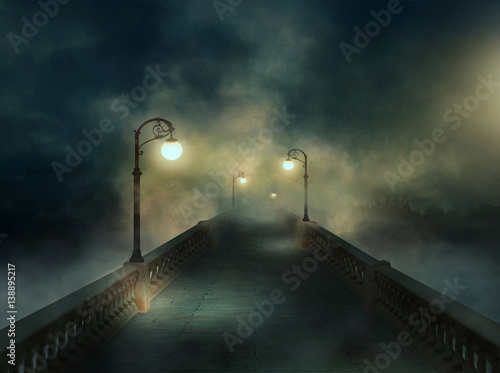 Fantasy bridge in the fog