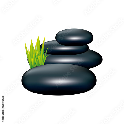 color spa volcanic rocks with grass icon, vector illustraction design