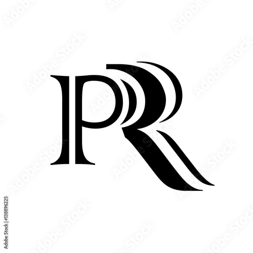 intial letter PR black color logo vector 