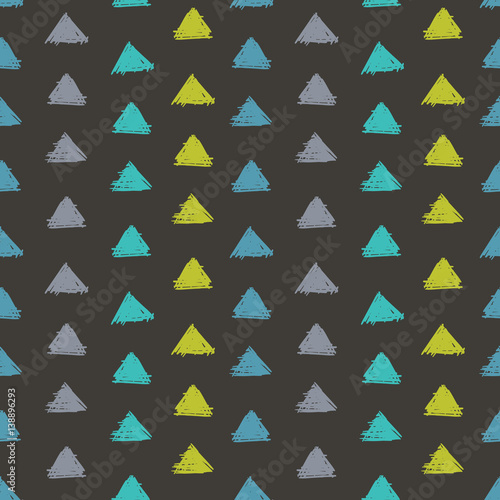 Vector Abstract Hand Drawn Grey, Green, Blue Ink Geometric Arrows Triangles P...