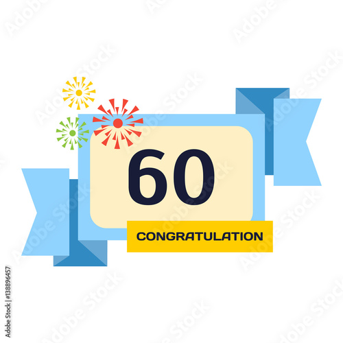 Birthday sixties badge banner design flat celebration emblem anniversary card...