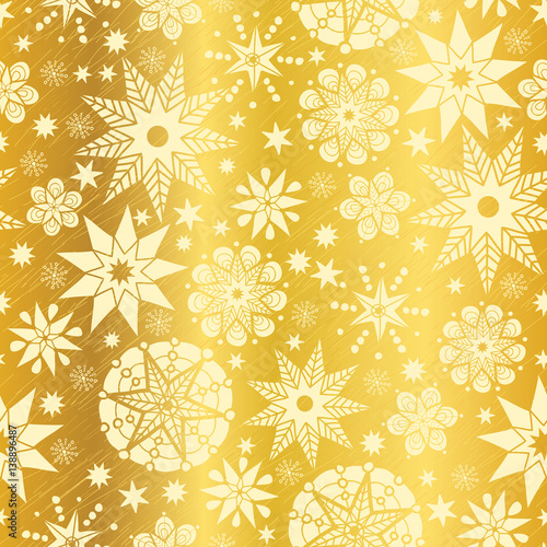 Vector Gold Yellow Abstract Doodle Stars Seamless Pattern Background. Great f...