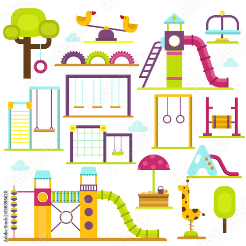 Children playground vectoroutdoor kids time illustration.