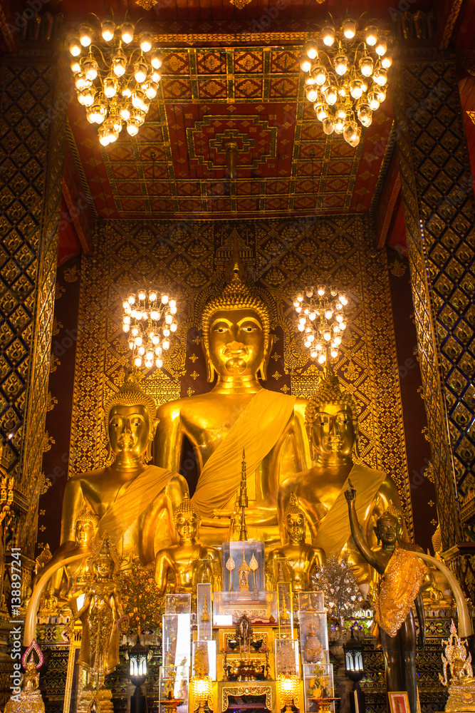 Buddha statue in Wat Phra That Hariphunchai, Lamphun province, north of Thailand