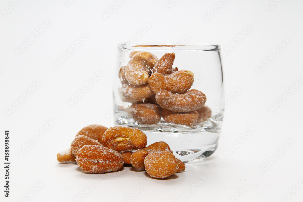 Fototapeta premium Almond and peanut with white background